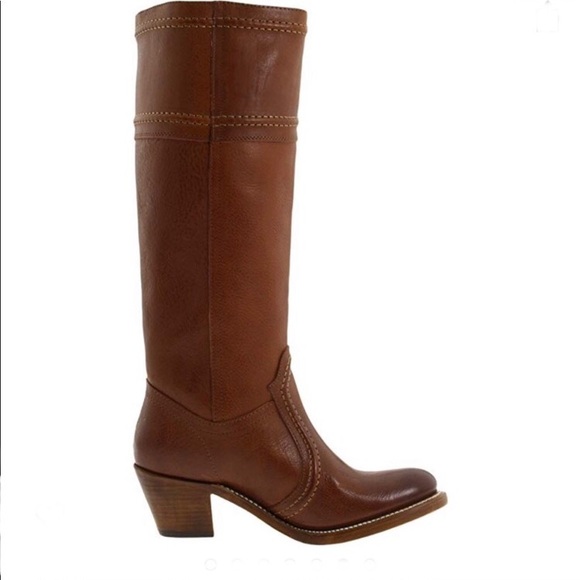 FRYE Jane Tall Leather Boots in Cognac - Picture 2 of 8